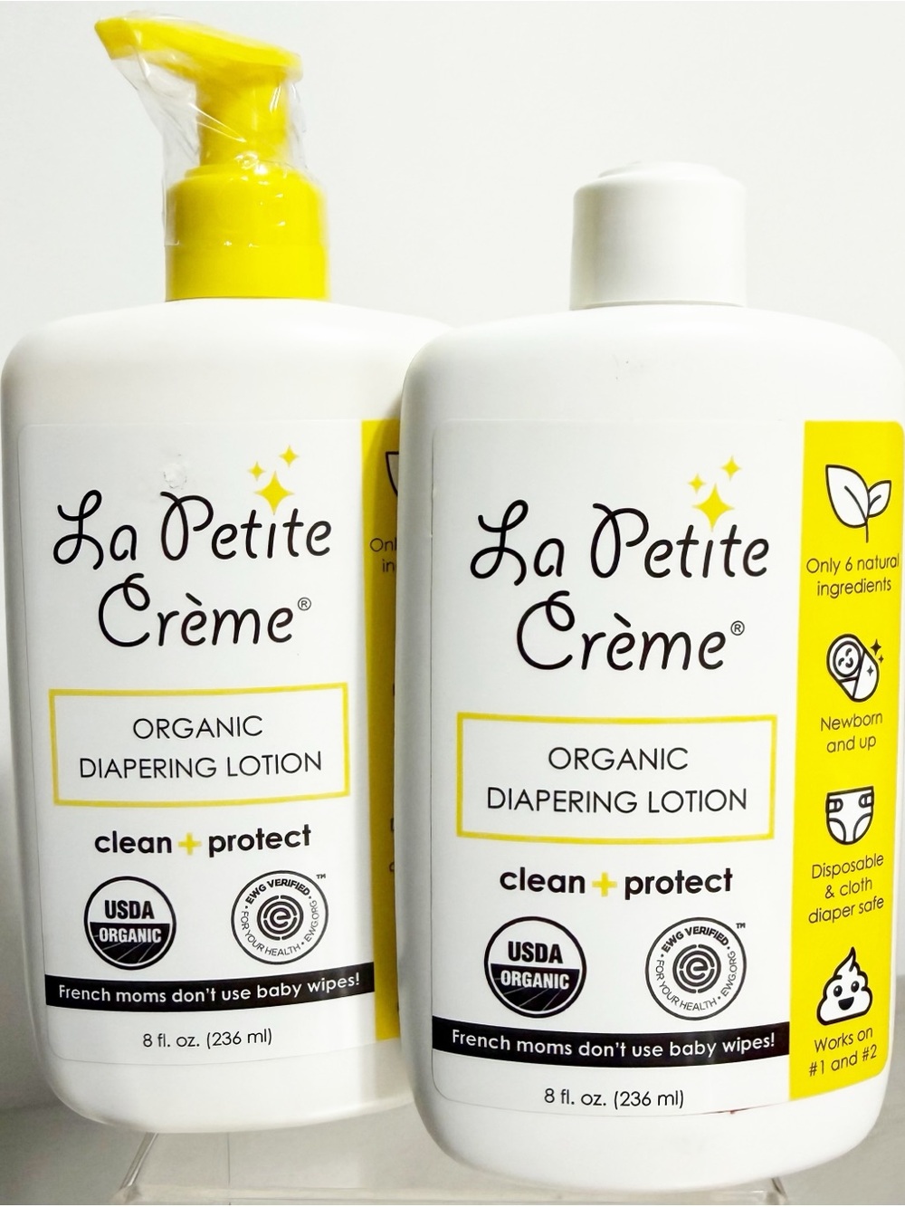 Set of 2 - LA PETITE CREME Organic French Diapering Lotion - 8 fl oz Each - New